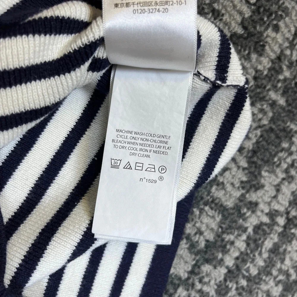 Polo Ralph Lauren Knit Top Girls Size 6 Navy Blue Stripes Ruffle Shoulder Shirt